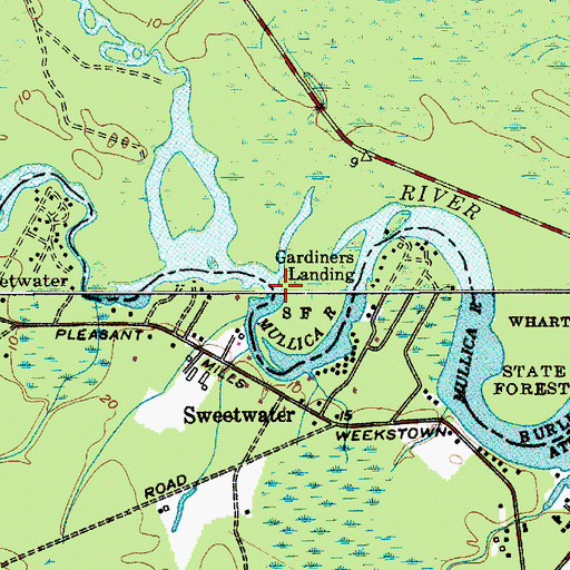 Topographic Map of Gardiners Landing, NJ