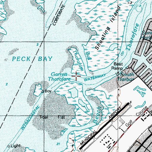 Topographic Map of Garrett Thorofare, NJ