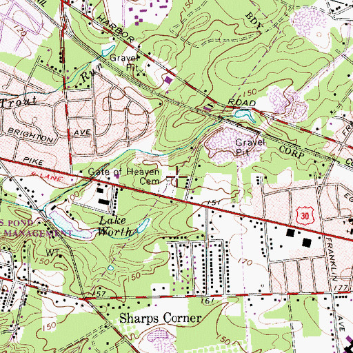 Topographic Map of Gate of Heaven Cemetery, NJ