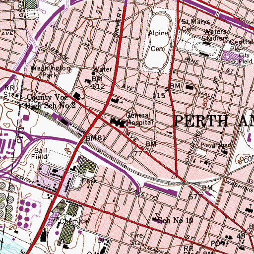Topographic Map of Care One at Raritan Bay Medical Center, NJ