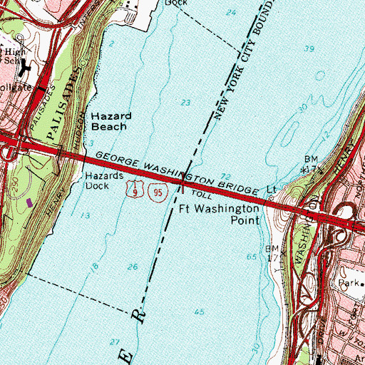 Topographic Map of George Washington Bridge, NJ