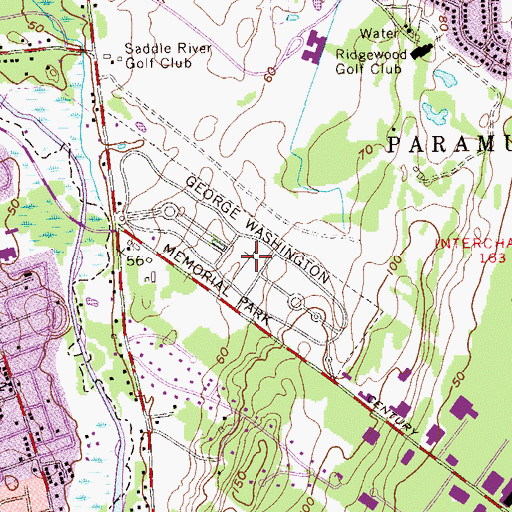 Topographic Map of George Washington Memorial Park, NJ