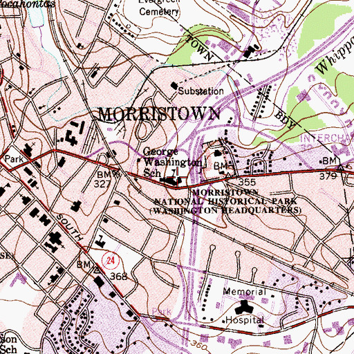 Topographic Map of George Washington School, NJ