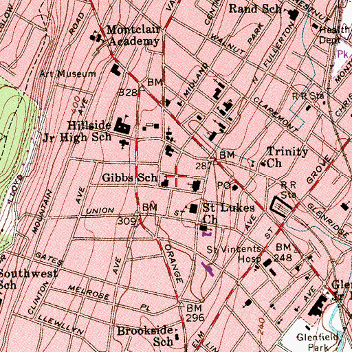 Topographic Map of Gibbs School, NJ