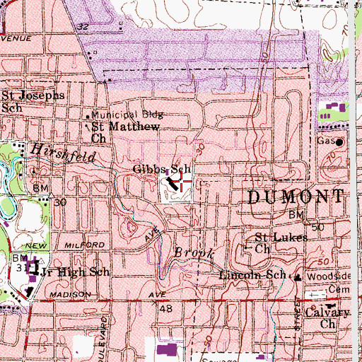 Topographic Map of Bertram F Gibbs Elementary School, NJ
