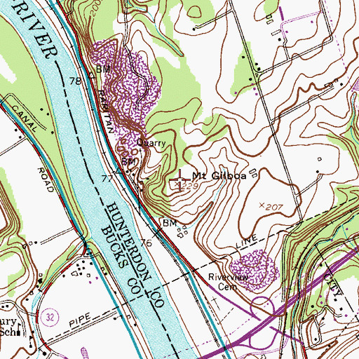 Topographic Map of Mount Gilboa, NJ