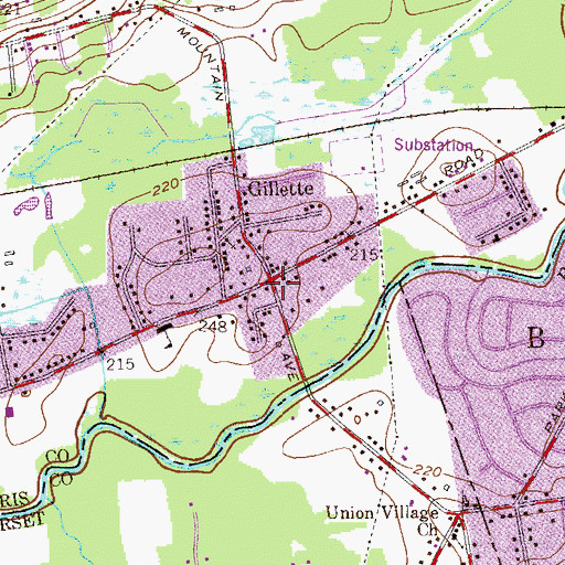 Topographic Map of Gillette, NJ