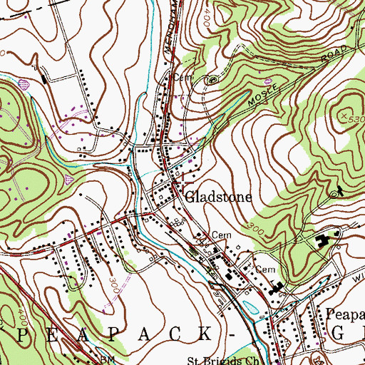 Topographic Map of Gladstone, NJ