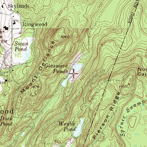 Topographic Map of Glasmere Ponds, NJ