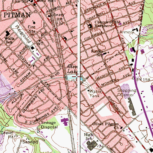 Topographic Map of Glen Lake, NJ