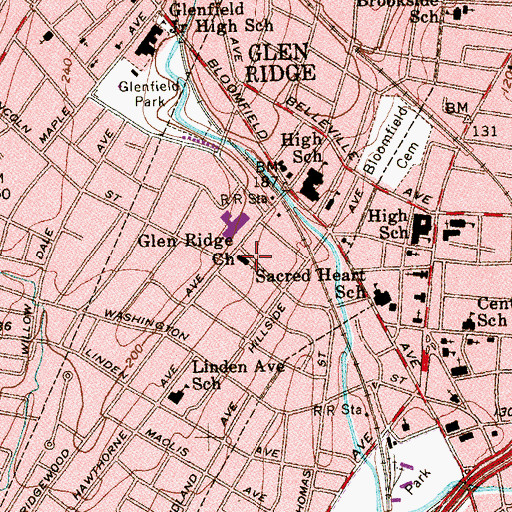 Topographic Map of Glen Ridge Congregational Church, NJ