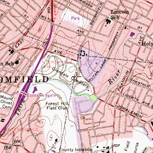 Topographic Map of Glendale Cemetery, NJ