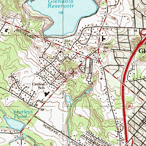 Topographic Map of Glendola School, NJ