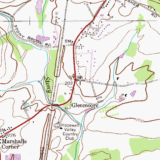 Topographic Map of Glenmoore, NJ