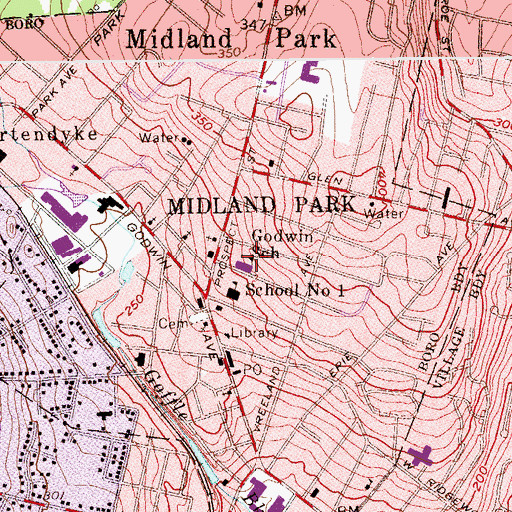 Topographic Map of Godwin School, NJ