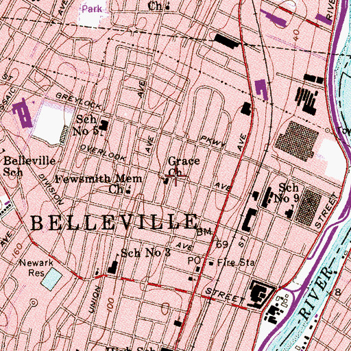 Topographic Map of Grace Baptist Church, NJ