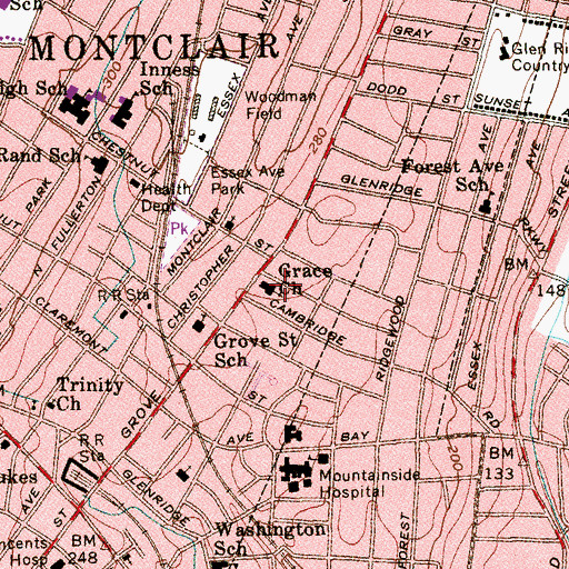 Topographic Map of Grace Presbyterian Church, NJ