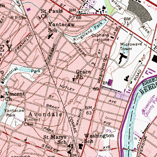 Topographic Map of Grace Episcopal Church, NJ