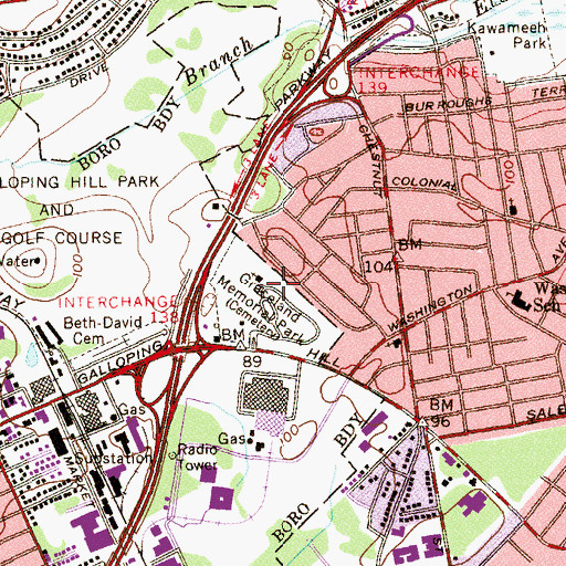 Topographic Map of Graceland Memorial Park, NJ