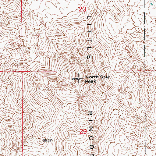 Topographic Map of North Star Peak, AZ