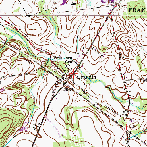 Topographic Map of Grandin, NJ