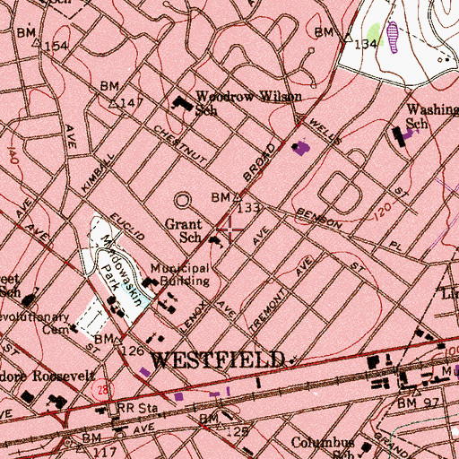 Topographic Map of Grant School, NJ