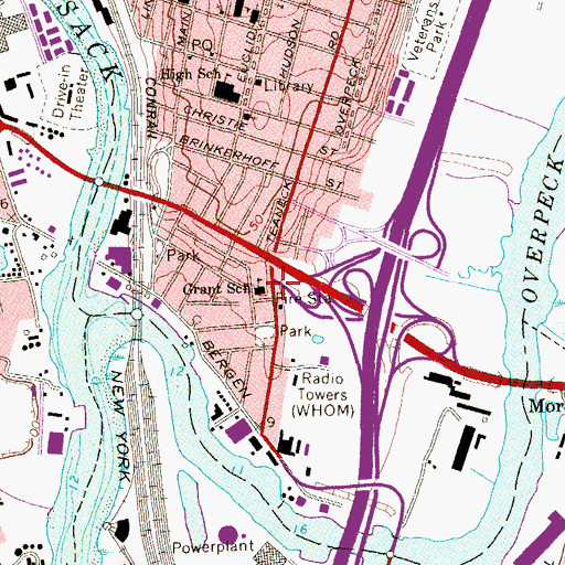 Topographic Map of Grant Elementary School, NJ