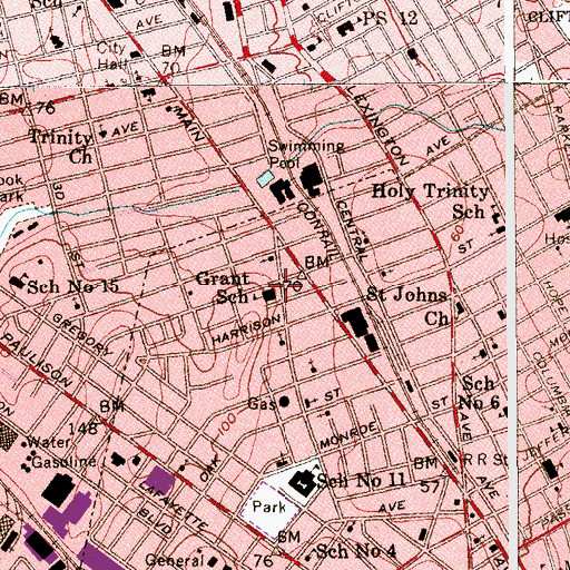 Topographic Map of Grant Elementary School, NJ