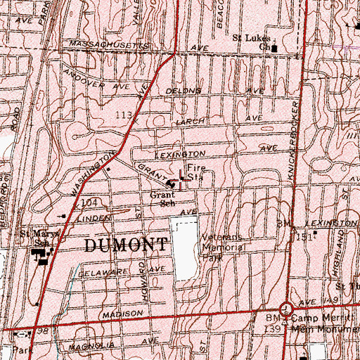 Topographic Map of Grant Elementary School, NJ