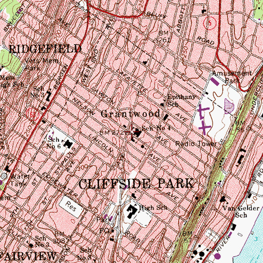 Topographic Map of Grantwood, NJ