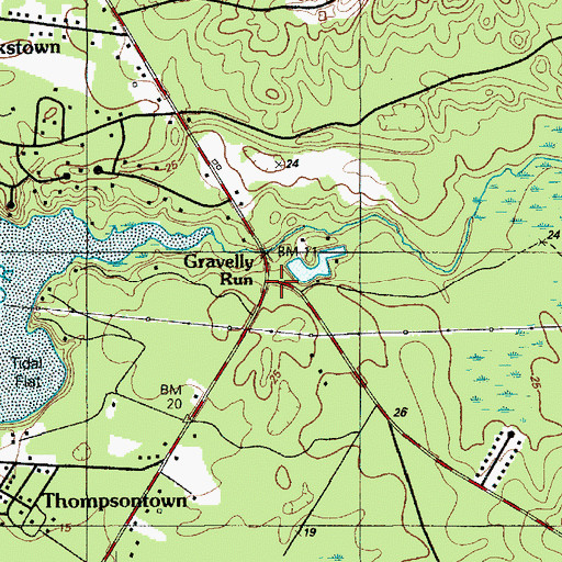 Topographic Map of Gravelly Run, NJ