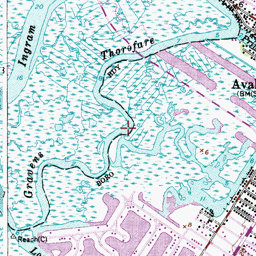 Topographic Map of Gravens Thorofare, NJ