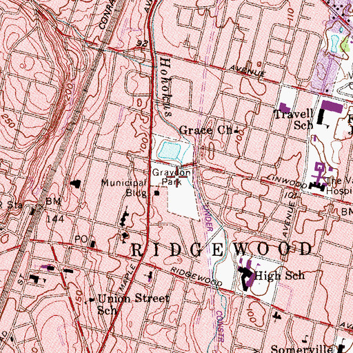 Topographic Map of Graydon Park, NJ