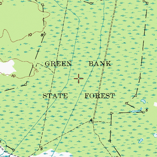 Topographic Map of Green Bank State Forest, NJ