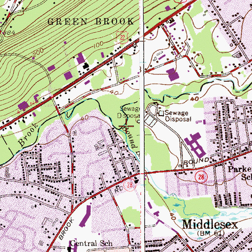 Topographic Map of Green Brook, NJ
