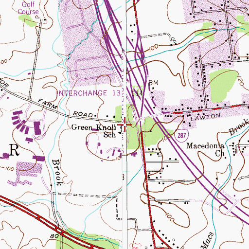 Topographic Map of Green Knoll School (historical), NJ