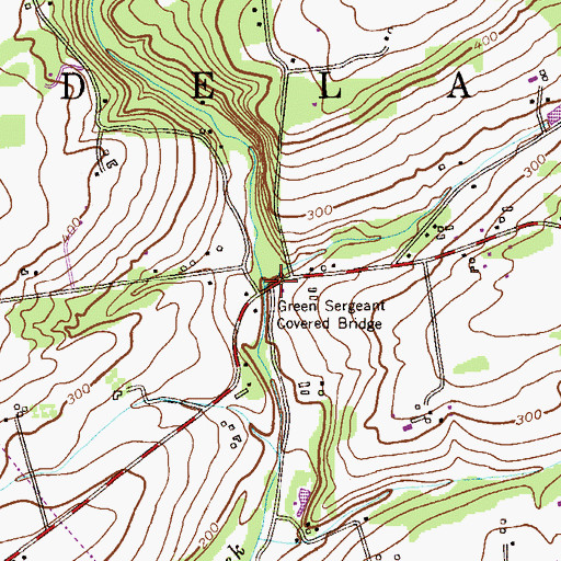 Topographic Map of Green Sergeant Covered Bridge, NJ