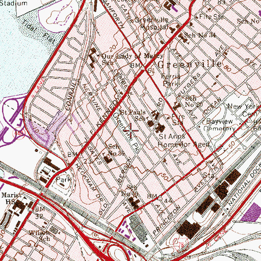 Topographic Map of Columbia Park, NJ