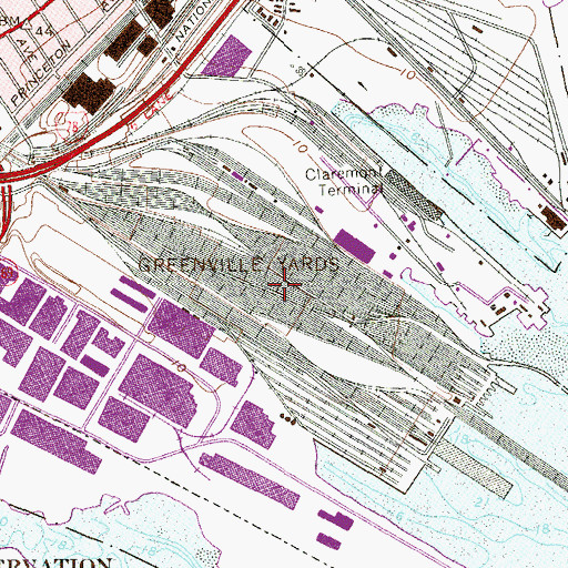 Topographic Map of Greenville Yards (historical), NJ