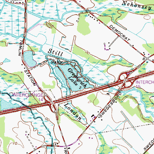 Topographic Map of Greenwich Lake, NJ