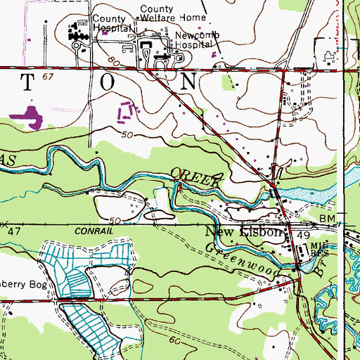 Topographic Map of Greenwood Branch, NJ
