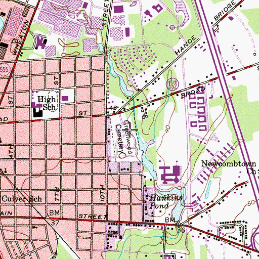 Topographic Map of Greenwood Cemetery, NJ