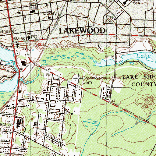 Topographic Map of Greenwood Cemetery, NJ