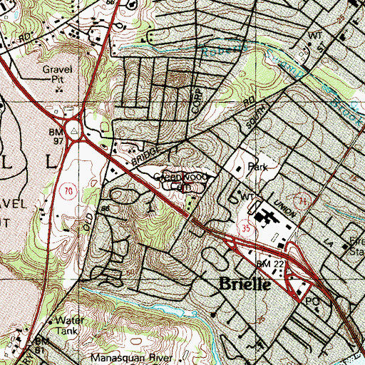 Topographic Map of Greenwood Cemetery, NJ