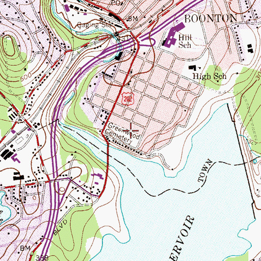 Topographic Map of Greenwood Cemetery, NJ