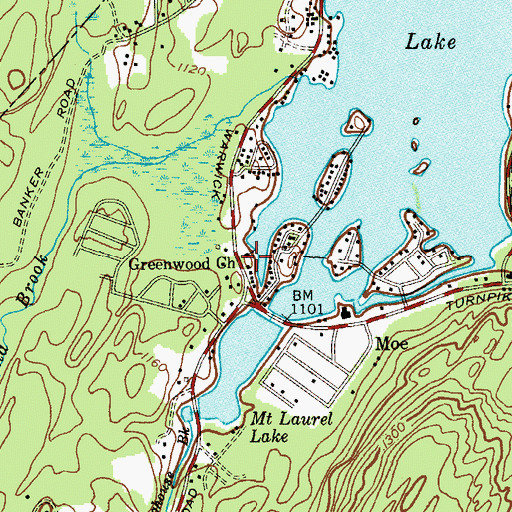 Topographic Map of Greenwood Church, NJ
