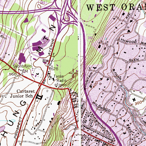 Topographic Map of Grove Park, NJ