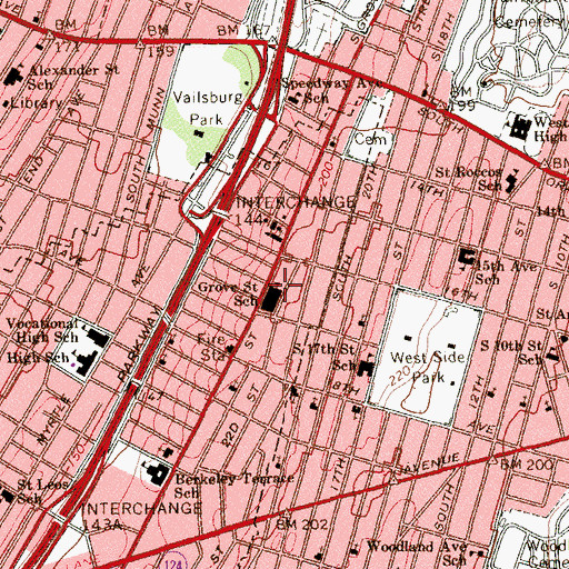 Topographic Map of Grove Street Elementary School, NJ