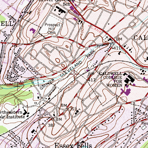 Topographic Map of Grover Cleveland Park, NJ