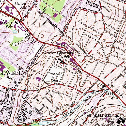Topographic Map of Grover Cleveland Junior High School, NJ